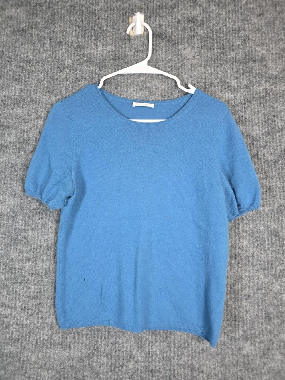 Sweater Womens Medium Blue 2-Ply 100% Cashmere Crewneck Pullover Holes Pilling